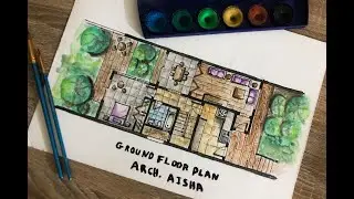 اظهار مخطط معماري بالالوان المائية | Architectural Plan | Watercolor Presentation