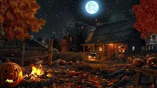Cursed Land with Exploding Pumpkins, Crackling Fire, White Noise👻 Haunted Farm Halloween Day