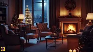 Cozy Christmas Cabin Fireplace 🔥 Relaxing Piano Music & Snow Night Ambience
