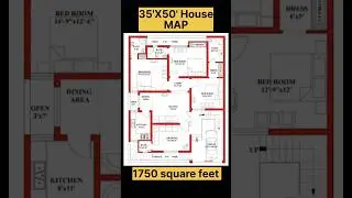35' X 50' house Plan | 1750 sqft Map with 3BHK Parking | 35 by 50 home Plan #viral