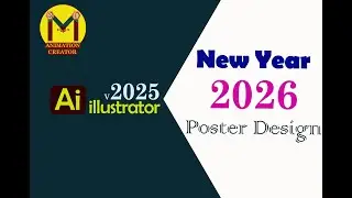 New Year Poster Design in Illustrator | Year 2026 Design | Typographic  | Vector | VM 2do Creator
