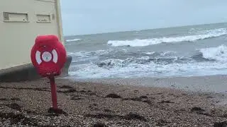 Weymouth beach at a very high and windy tide