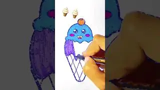 how to draw aa cute ice cream cone | ice cream coloring pages #shorts #drawing #satisfying #art