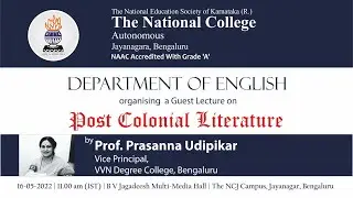 The NCJ, Dept. of English Organising a Guest Lecture on Post Colonial Literature