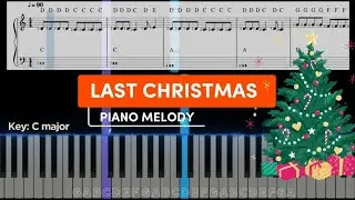 Wham! Last Christmas Piano Melody: Key C major | Easy Piano Tutorials for Beginners