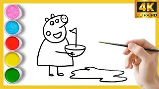Draw and Color Peppa Pig and George Pig Brushing Their Teeth 🐷🪥🦷 Drawings for Kids