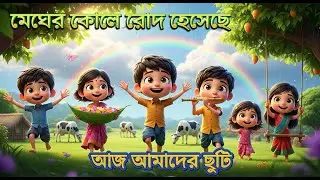 মেঘের কোলে রোদ হেসেছে, বাদল গেছে টুটি| বাংলা ছড়া গান | Toon play 24 | #3DAnimation #KidsAnimation