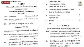 BSC 3RD SEM AG ECONOMICS AGRICULTURE FINANCE AND CO OPERATION DEC 2024 | CCSU
