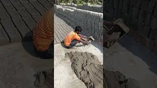 traditional brick making in a wooden box. #shorts #brick #brickmaking #brickwork #claybrick