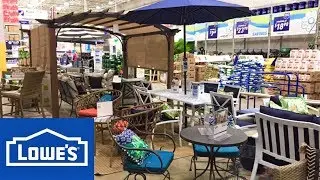 LOWE'S PATIO FURNITURE OUTDOOR SOFAS CHAIRS HOME DECOR SHOP WITH ME SHOPPING STORE WALK THROUGH