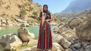 How a Single Mother Survives by a Wild River | Building a Stone Bathroom in the Zagros Mountains