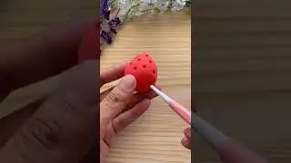 DIY how to make polymer clay strawberry #shorts