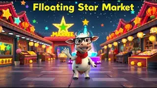 Cow 🐄 Explores the Floating Star Market | Magical Market Nursery Rhyme for Kids | Adventure Song