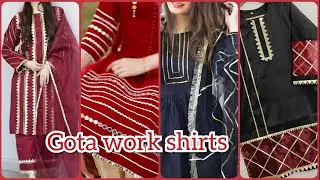 Gota Work Shirts Designs | Gota Work On Plain Suits | Dress Design | Party Wear Dress Designs