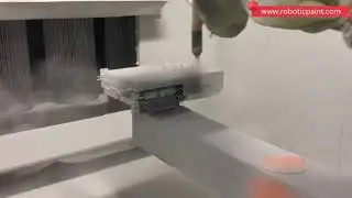 Radiator powder coating in robotic booth