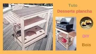 Desserte plancha chariot &agrave; roulettes en bois
