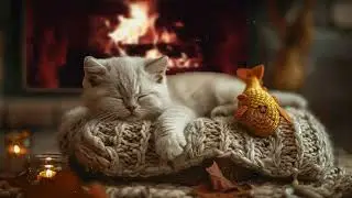 Cozy Cabin Fireplace Sounds & Purring for Sensory Processing, Normalized Breathing