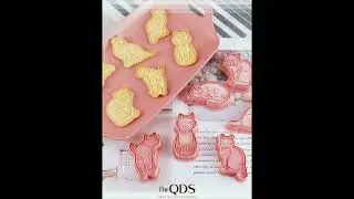 Cat Shape Cookie Cutters, 6 Style 3D Kitty Shaped Impress Biscuit Plastic Mold, Stamped Embossed