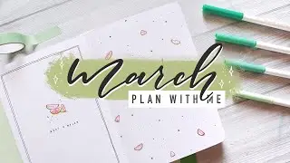 PLAN WITH ME | March 2021 Bullet Journal Minimal Setup - Watermelon Theme