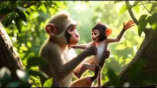 Monkey tractor on cow| funny monkey cartoon 