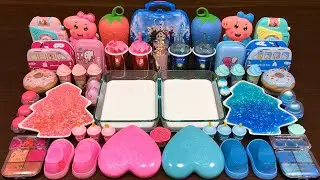 PINK vs BLUE ! Mixing Random Things into Glossy Slime ! Satisfying Slime Video #181