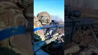 Ukrainian warrior with a US delivered Barrett M107 AMR #shorts #russia #war