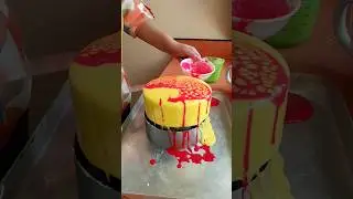MIRROR GLAZE cake with Spider-web effect! #mirrorglazecake #mirrorglaze #glaze #entremet #satisfying
