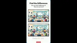 Spot the Difference: 5 Hidden Differences Puzzle 🧩👀🔍✨🧠🎯📘😊