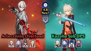 NO HUD/UI | Genshin Impact | 4.8 NEW Spiral Abyss | Kazuha Sub DPS and Arlecchino Overload