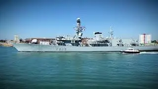 HMS Lancaster sails from Portsmouth