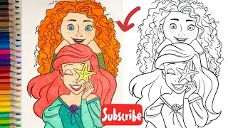Disney princess coloring book compilation Princess Ariel and Merida