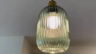 Lynnoland 2-Pack Green Cylinder Pendant Lights | Ribbed Striped Glass Lampshade