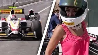 Playmate rides in F1 car with Mario Andretti