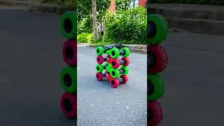 Four remote control RC Moka cars hand carried on the road #shortsvideo #shortsfeed ￼