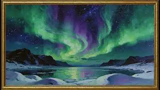 Vintage Aurora Borealis: Northern Lights Oil Painting | Enchanting 4K Frame TV Screensaver