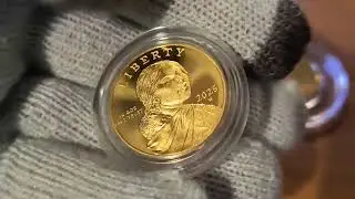 Coin comparison: 2000 S proof Sacagewea dollar with 2025 W 25th Anniversary Sacagewea dollar 