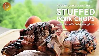 Georgia Peach and Brie Stuffed Pork Chops with Chipotle Balsamic Glaze