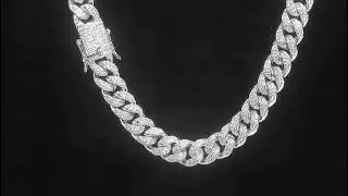 Men 925 Sterling Silver Iced Out Cuban Link Chain