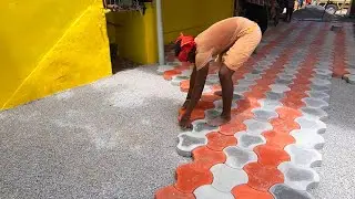 WoW Excellent! Work in Cosmic design Paver block Installation on House parking flooring