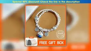 Langyan 925 Sterling Silver Enamel Craft Cat Charms Bracelet Ethnic Double Layer Real Silver Beads