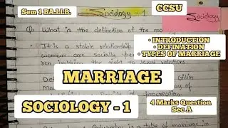 BALLB 1st Semester Sociology&ndash;I | Topic Marriage | MSU&CCSU | Important for Exams 🔥 
