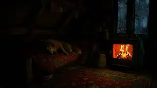 Peaceful Winter Cabin Night | Warm Fireplace, Snowy Breeze & Calm Atmosphere for Deep Sleep