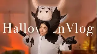 Halloween Vlog in Tokyo | Inflatable Cow Costume & Costume Party