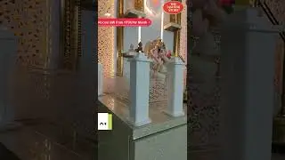 The Mandir Store Wooden Mandir with Sparkling Silver Glass Acrylic Shutters