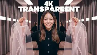 4K ❤️transparent beach wear try on | fishnet dress try on with mirror 