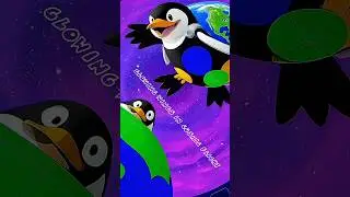 ✨ Cosmic penguins on a journey through the stars! 🌍🐧