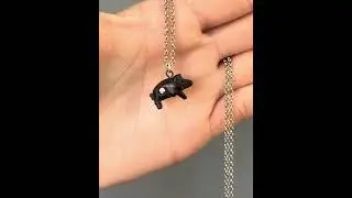 Carved Irish Bog Oak Stanhope Pig Pendant Necklace
