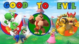 Super Mario Characters Good To Evil (Remake)!😇😈🔴🟢🍑🦖🍄🏰