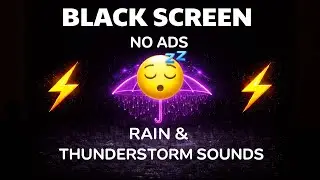 🔴 Night Storm Heavy Rain Thunder &ndash; Black Screen | Soft Relaxing Music for Sleep