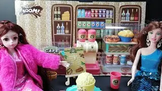18 Minutes Satisfying with Unboxing Coffee Shop Machine and Cake Cabinet / Beautiful Barbie dolls
